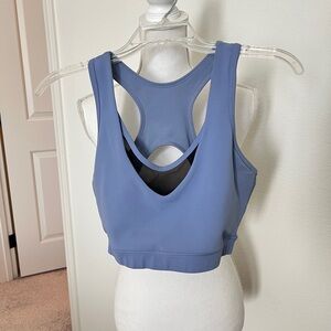POP Fit Slate Purple and Black Mesh Racerback Sports Bra